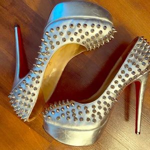 Silver Spiked Christian Louboutin Pumps